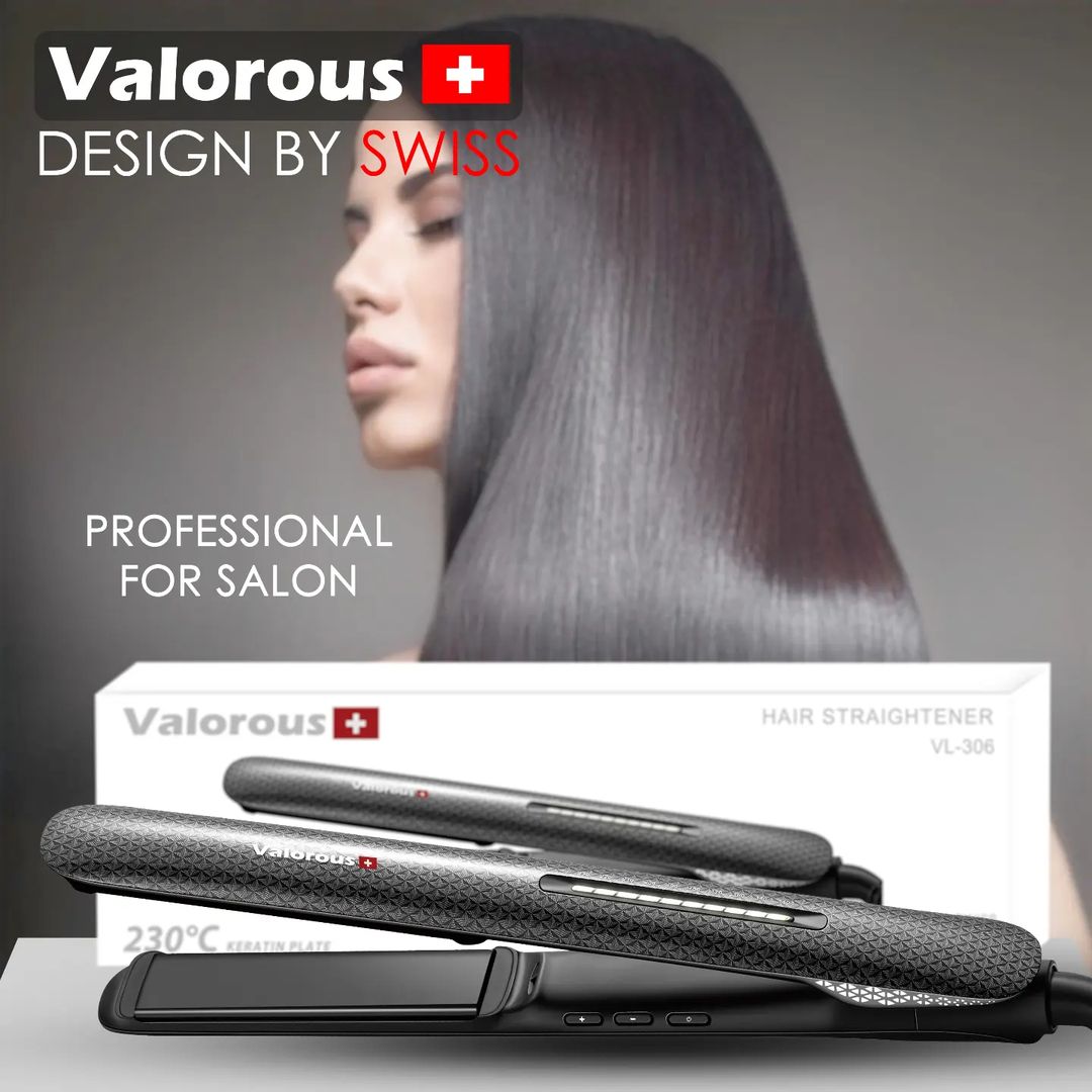 اتو مو صافکن حرفهای ولروس مدل Valorous VL-306 با صفحات سرامیکی و کنترل دمای دیجیتال - تصویر 2