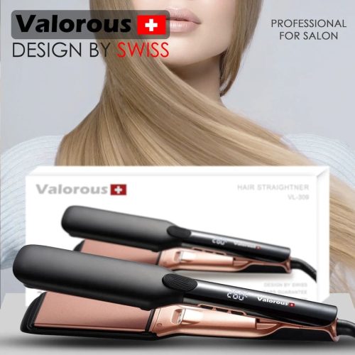 اتو مو حرفهای ولروس مدل Valorous VL-309 با صفحات پهن تیتانیومی و نمایشگر LCD
